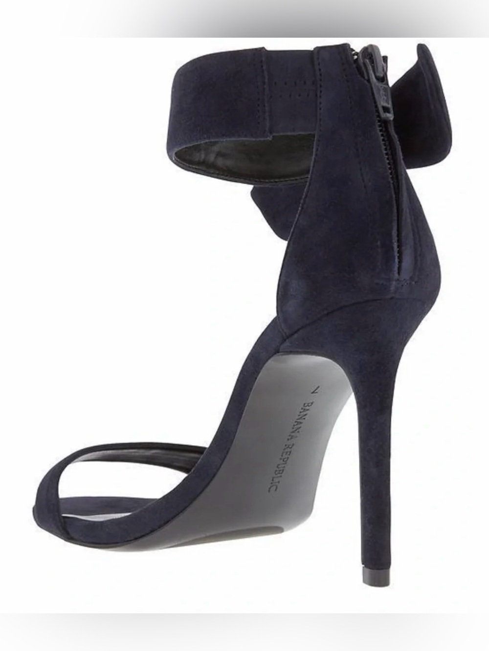 Banana Republic, Navy Ankle-Strap Bow Suede Stilettos, Blue, US 8.5 - Picture 4 of 9